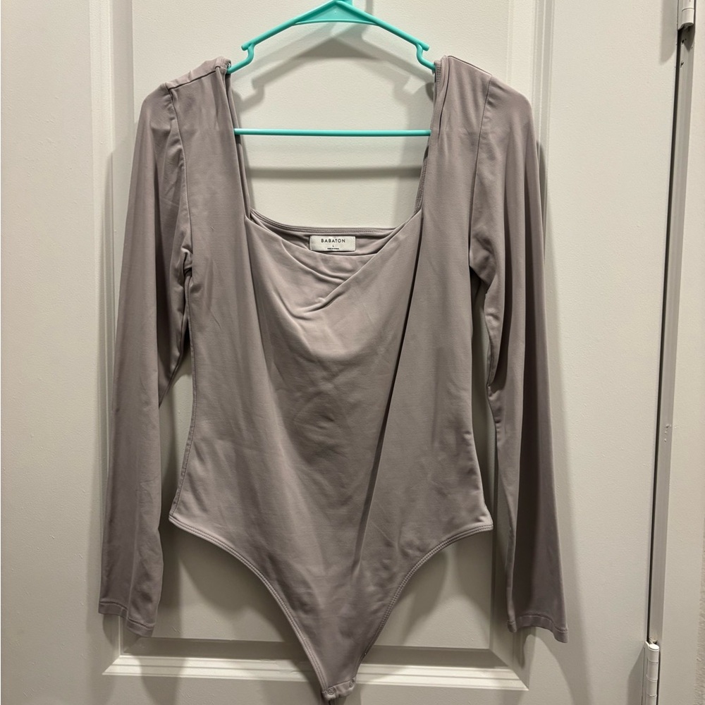 Aritzia Gray Long Sleeve Bodysuit